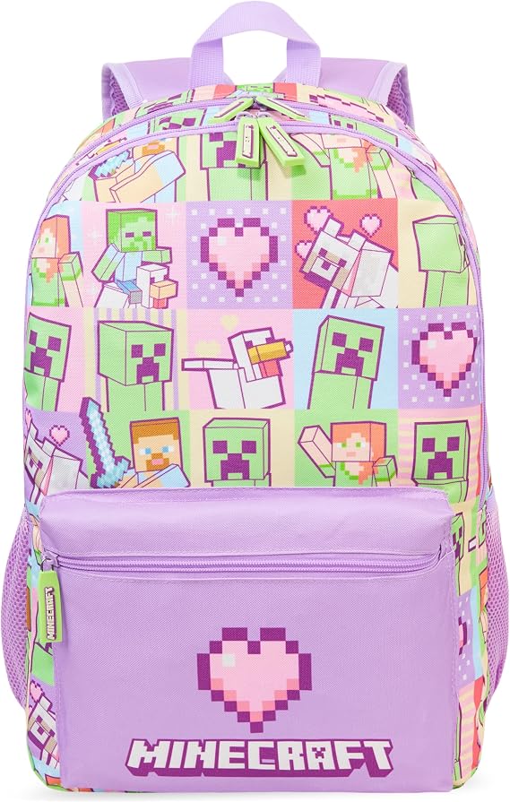Get Trend Minecraft Girls Large Backpack, 46cm Padded Strap School Bag