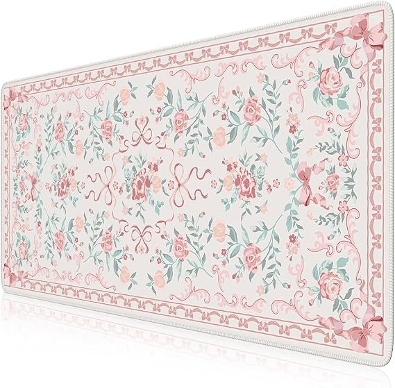 iCasso Aesthetic Desk Mat for Desktop,Cute Desk Pad for Women,Pink