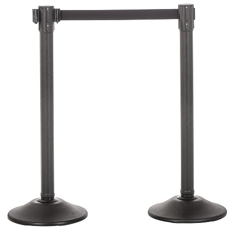 US Weight Sentry Plus Stanchion - 13' Retractable Black Belt (2-Pack)
