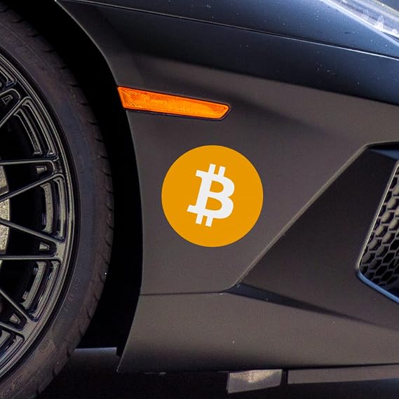 Stickios Bitcoin Sticker - BTC Bumper Sticker for Cars & Windows - Crypto Vinyl Decal - Made in USA 4.6 x 4.6 inches