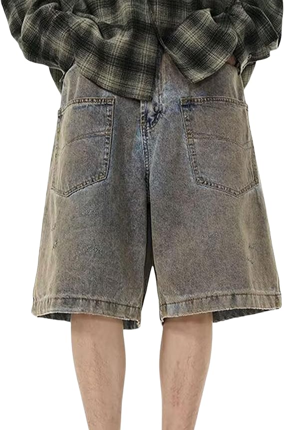 Y2K Baggy Jean Shorts Hip Hop Cargo Pants Shorts Vintage Loose Denim Shorts Streetwear
