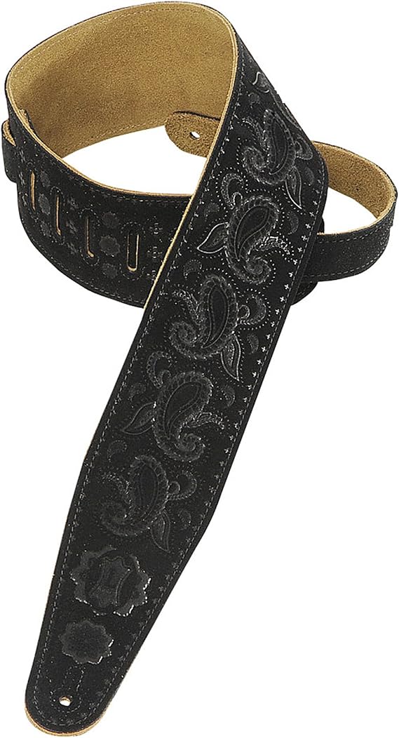 Levy's Leathers PMS44T03 süet gitar askısı, şal desenli, 7,6 cm