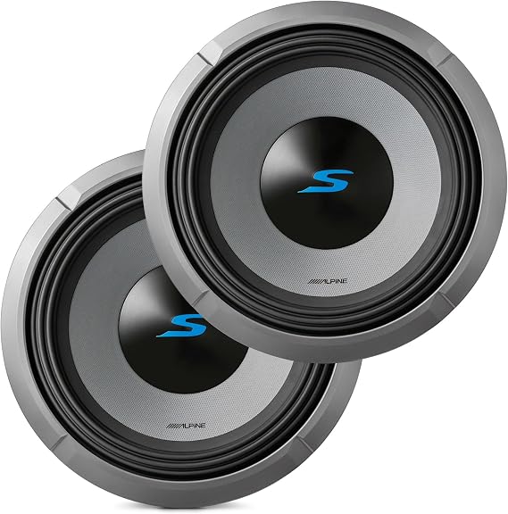 Alpine 2X S2-W10D2, S Series 10" Dual 2 Ohm Voice Coil Subwoofers - Pair