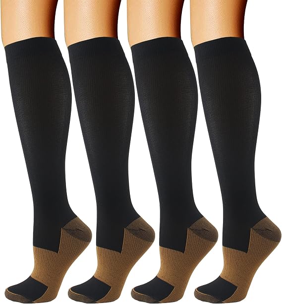 Copper Compression Socks For Men & Women Circulation-Best For Medical Running Hiking Cycling 15-20 mmHg