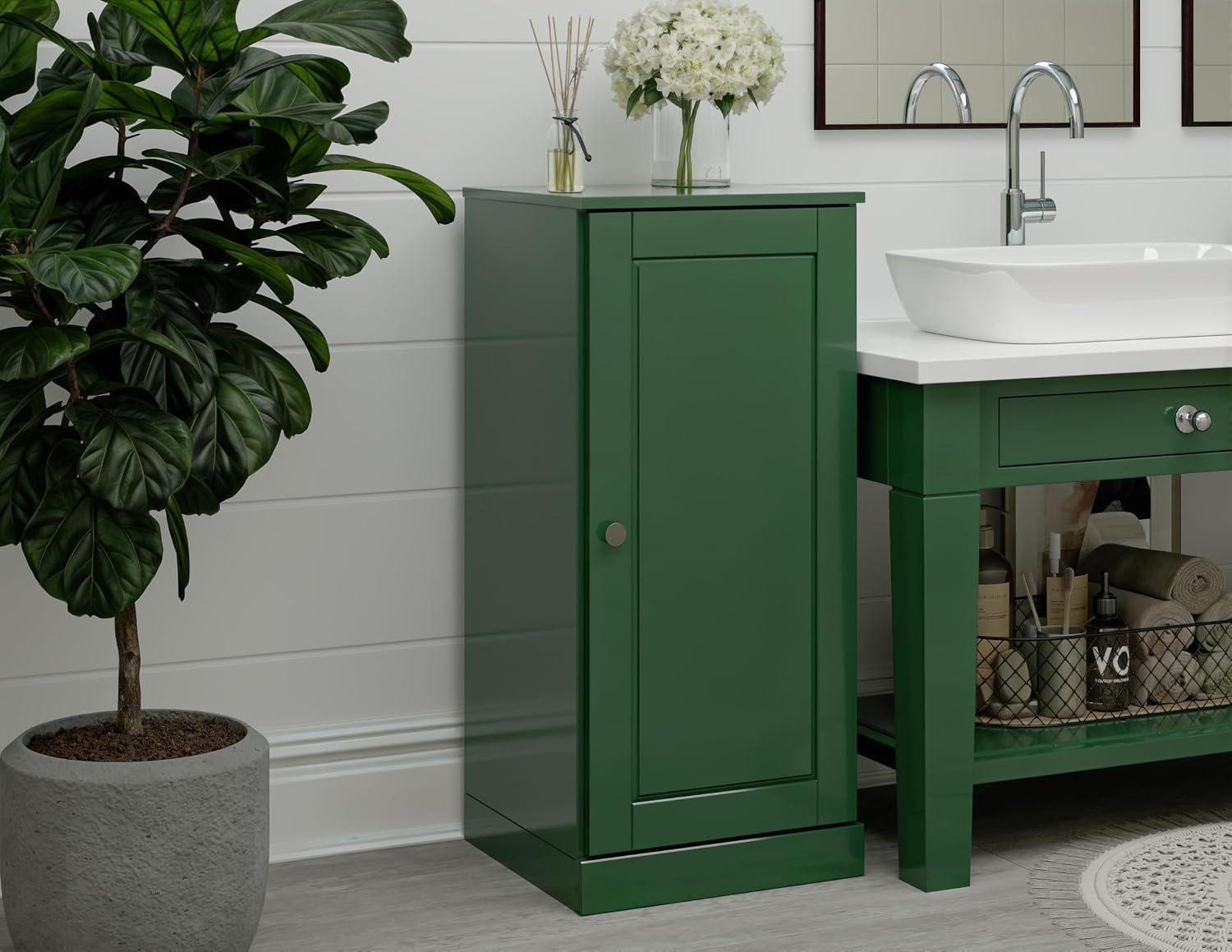 Palace Imports 100% Solid Wood Bathroom Cabinet, Wood Door, Green, 16.5 w x 35.75 h x 15.5 d, Renewable Eco-Friendly Wood, Made in Brazil
