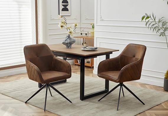 Modern Chair(Set of 2) with Iron Tube Legs, Soft Cushions and Comfortable backrest, Suitable for Dining Room, Living Room, Cafe, Simple Structure.Swivel Chair