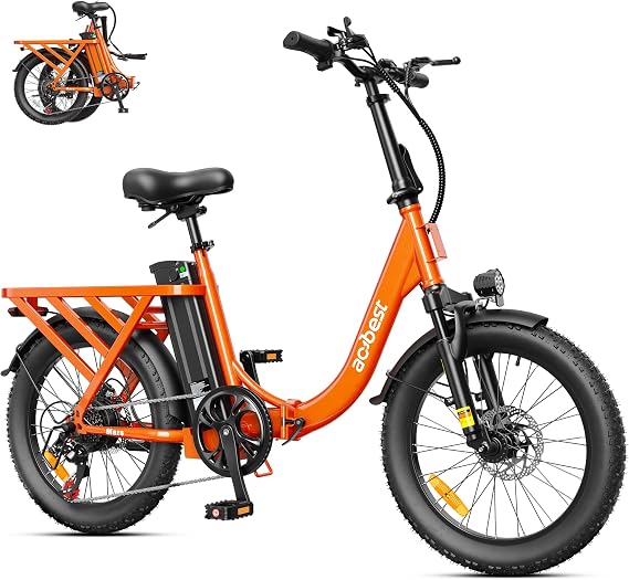 ACTBEST Mars Electric Bike for Adults, 20'' Fat Tire Folding Ebike with Peak 1200W Motor, 7 Speed 20+MPH, 48V 13.5Ah Removable Battery Max Range 55 Miles, Foldable Electric Bicycle