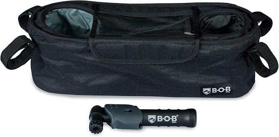 BOB Gear Deluxe Handlebar Console with Tire Pump for Single Jogging Strollers, Black