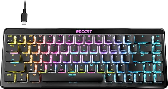 ROCCAT Vulcan II Mini Air 65% Optical Mechanical Gaming Keyboard, Full Wireless and Bluetooth Capabilities, Customizable RGB Illumination, Button Duplicator, On-Board Profiles, Aluminum Plate Black