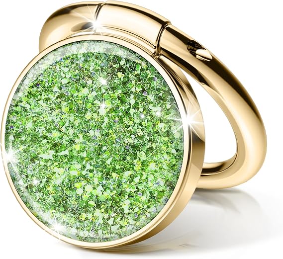 GVIEWIN Bundle-Compatible with iPhone 13 Case(Serissan/White)+ Glitter Cell Phone Ring Holder (Green Glitter)(2 Items Bundle)