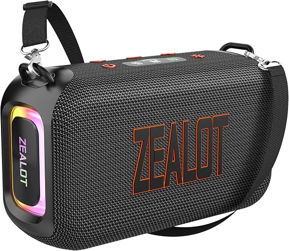 ZEALOT Bluetooth Speaker, 50W(60W Peak) Booming Bass Portable Speaker, Speaker Bluetooth Wireless for Outdoor, IPX6 Waterproof, Dual Pairing, EQ, Bluetooth 5.3, for Home/Outdoor/Beach/Party, Black