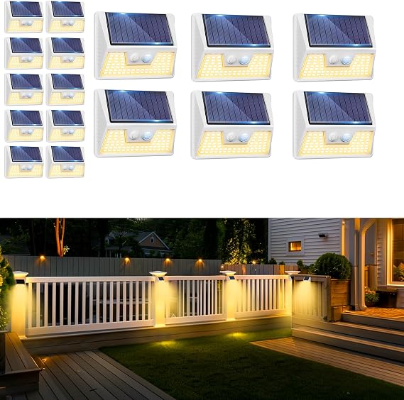 16 Pack Warm White Motion Sensor Lights Outdoor Waterproof for Fence Garden Yard Steps Deck