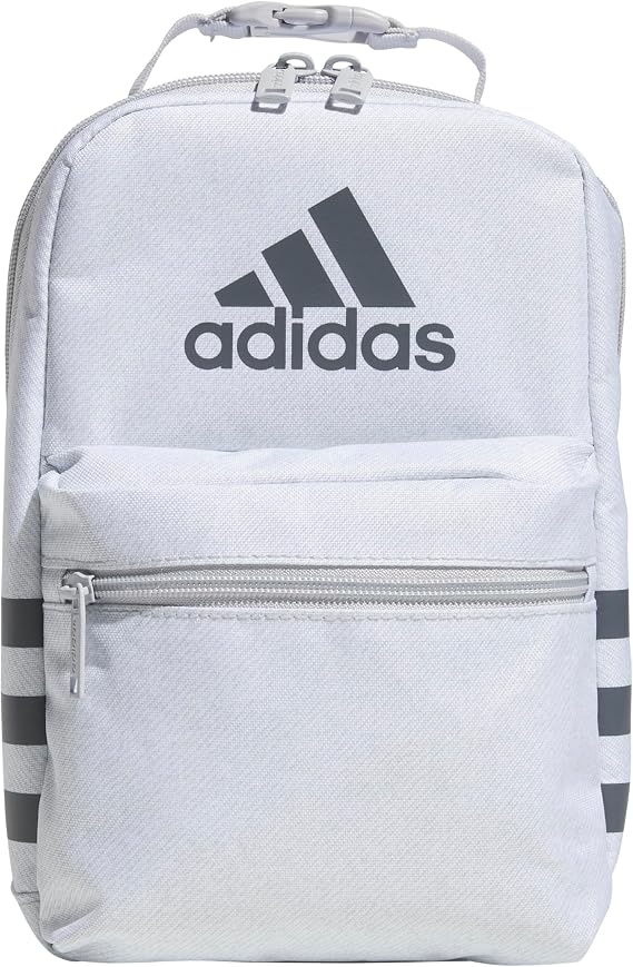 adidas Santiago Lunch Bag Cooler for Women and Men, Insulated Food Container Box with Mesh Pocket, Twill White/LGH Solid Grey/Onix Grey/3.0, One Size