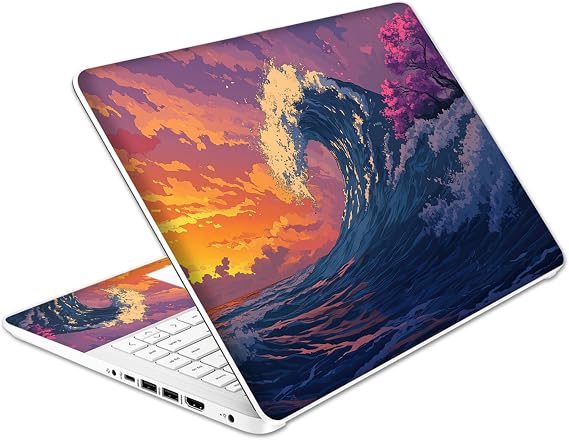 Laptop Skin Decal HP 14" - Great Wave, Laptop Cover Sticker, No Cutting Required, No Bubble, Waterproof, Scratch Resistant - Including Wide Screen and Wrist Pad