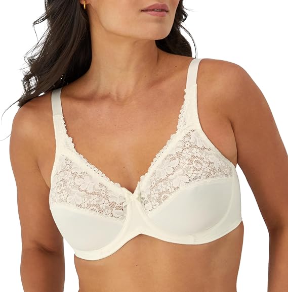 Bali Women's Lilyette Minimizer Underwire Bra with Lace Trim, Microfiber Full Coverage Bra