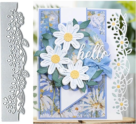 Flower Lace Border Leaves Metal Die Cuts,Srping Leaf Flower Edge Cutting Dies Cut Stencils for DIY Scrapbooking Album Decorative Embossing Paper Dies for Festival Card Making