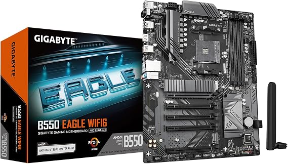 GIGABYTE B550 Eagle WIFI6 Anakart, AMD AM4 Ryzen 5000 İşlemcileri, ATX, DDR4, 2X M.2, PCIe 4.0, WIFI6, 1GbE LAN, EZ-Mandalı destekler