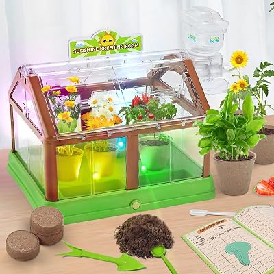 Plant Growing Kit with Drip Irrigation System,Greenhouse Grow Room Garden Set for Kids,Educational Science Grow House Planting Kit for Boys and Girls.