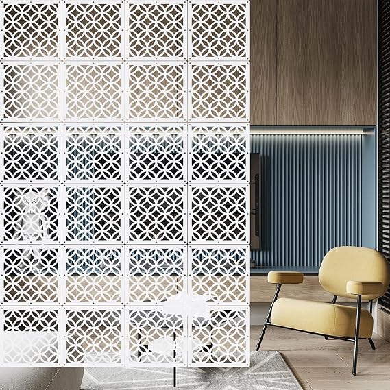 24PCS Hanging Room Divider Wall Screen Panel Room Divider Panels-White02