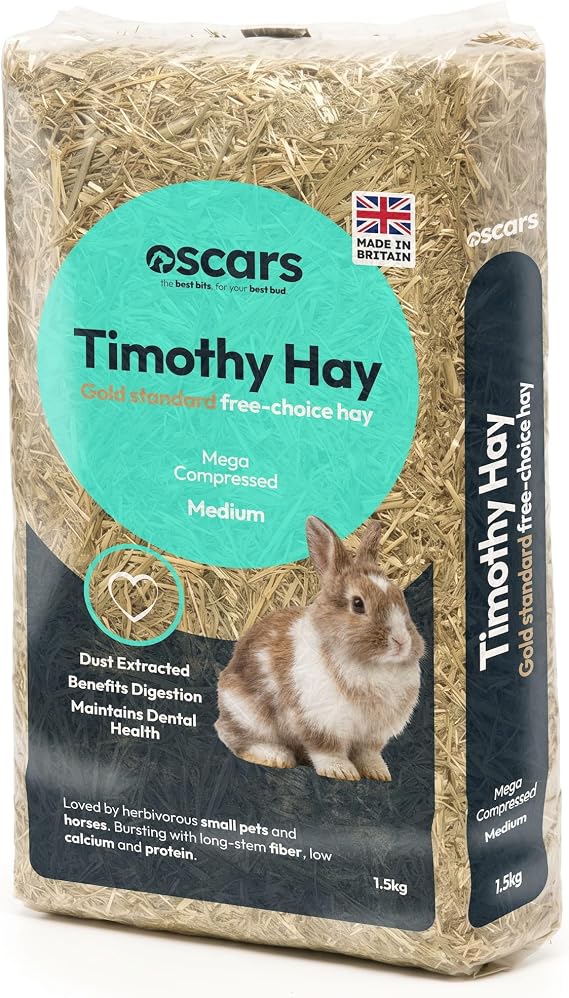 Oscars Timothy Hay, 1.5kg - Gold-Standard Rabbit & Guinea Pig Food Hay