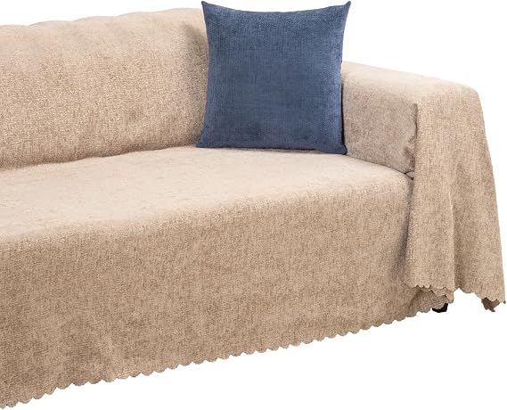 Premium Koltuk Örtüsü 175x300 LARGE Gramajlı Jakarlı Şönil Camel | Kanepe Örtüsü | Kaymaz