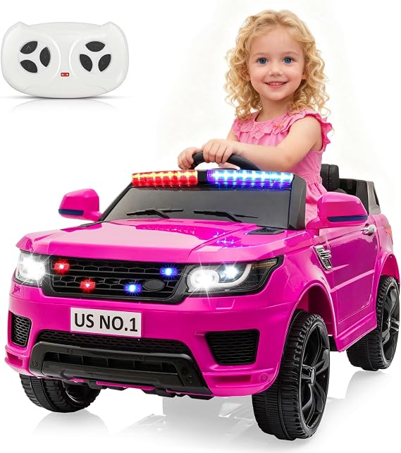 TOBBI 12V Ride On Car with Remote Control and Bluetooth for Kids 3-6 Years
