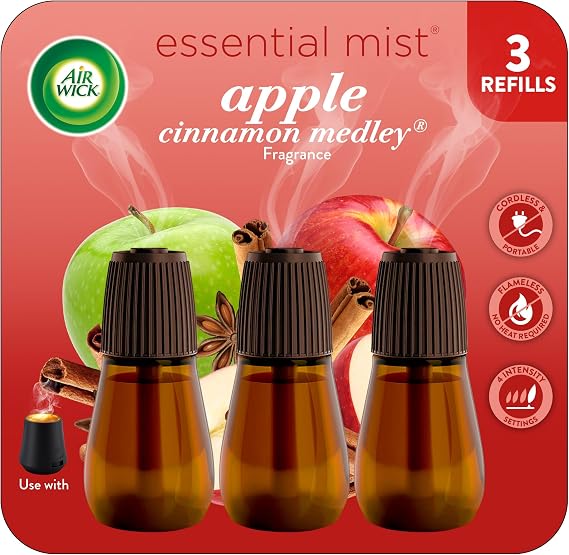 Air Wick Essential Mist Diffuser Oil Refill, Apple Cinnamon Medley, 3 Count