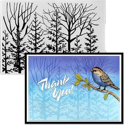 3D Textured Embossing Folders for Card Making, Forests Trees Plastic Embossing Folders Shrubs Plants Embossing Folder Craft Card Template for DIY Scrapbooking