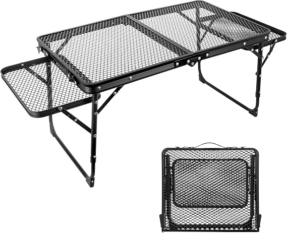 Portable Folding Picnic Table with Storage Drawers, Lightweight Aluminum Alloy Garden Picnic Table, Outdoor Camping Table for BBQ, Beach, Hiking, Coffee, RV & Travel Use