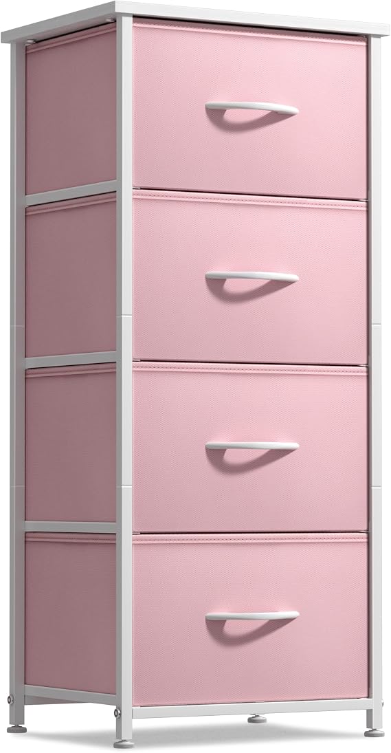 Sorbus Dresser, Wood Top & Fabric Drawers (Pink)