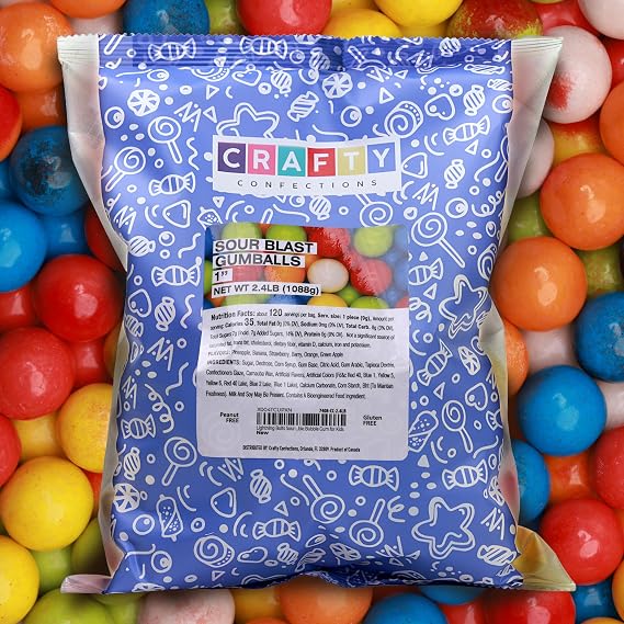 Lightning Bolts Sour-Filled Gumballs for Vending Machine 1 Inch Large Assorted Fruit Chewing Gum 2.4 LB Bulk Refill Sour Double Bubble Gum for Kids