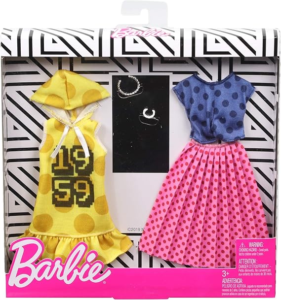 Barbie GHX60 Fashion 2 Pack, Polka Dots, Dress Accessory for Dressing Dolls 3 Years and Up