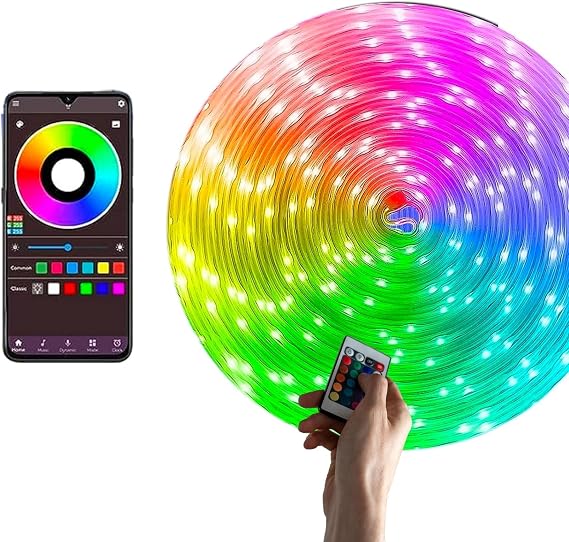 Amber LED Pixel Rgb Magic Peri ışık - 5v Usb Girişli, Bluetooth Uygulamalı, Uzaktan Kumandalı, Müziğe Duyarlı, Suya Dayanıklı, Parti, Yılbaşı, Doğum Günü, Eğlence için (10 Metre) [Enerji Sınıfı A]