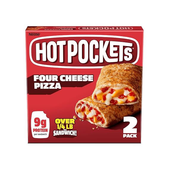 Hot Pockets Four Cheese Pizza Frozen Snacks in a Garlic Buttery Crust, Pizza Snacks, 8.5 oz, 2 Count Frozen Sandwiches