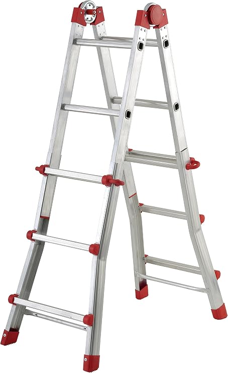 Hailo 7516-151 Aluminium Multifunctional Telescopic Ladder MTL 4 x 3 Rungs Can be Used as a Mooring and Sliding Ladder Standing and Stair Ladder on Both Sides