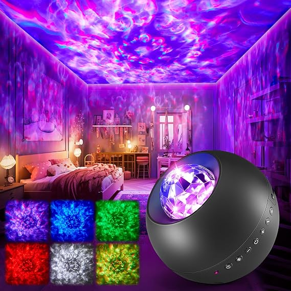 One Fire Starry Sky Projector 10 Colours 20 Light Modes Valentine's Day Gifts Galaxy Projector Star Projector 15 White Noise Sleep Music + Bluetooth Night Light Children's Party Light Bedroom Decoration [Energy Class G]