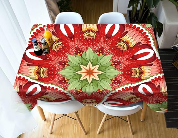 Polyester Rectangle Tables Tablecloths Table Cloth Waterproof Rectangle Floral Pattern Tablecloth Rectangle End Table Red Green 152x228CM