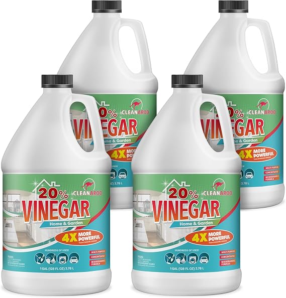 20 Percent Concentration Vinegar, All-Natural Multipurpose General Cleaner, 4 Gallons (1 Gallon, 4 Pack)