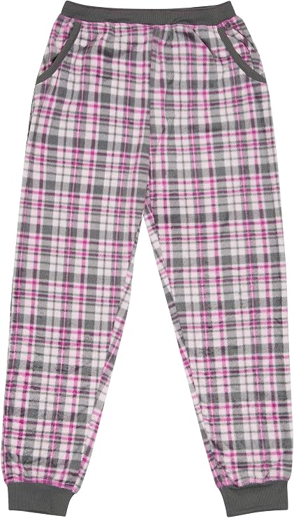North 15 Girl's Super Cozy Plaid Mink Fleece Pajama Bottom with Waist & Bottom Rib-L1525G-Des16-7