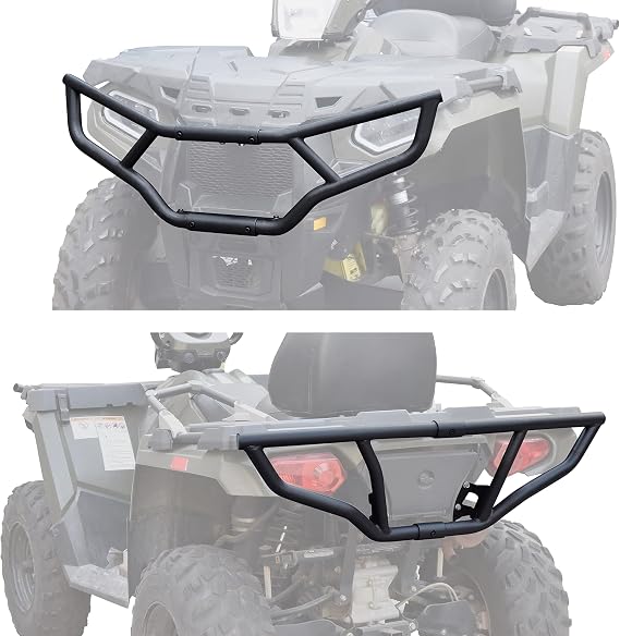 Front & Rear Brush Guard Bumper for Polaris Sportsman 450 570 Touring 2014-2020 Accessories, Heavy Duty Steel Bumper Protector with Black Powder Coating, Replaces OEM 2879714 2879715