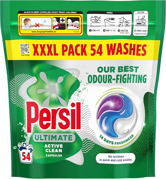 Persil Ultimate Active Clean Washing Capsules our best odour-fighting for 14 days of freshness 54 washes