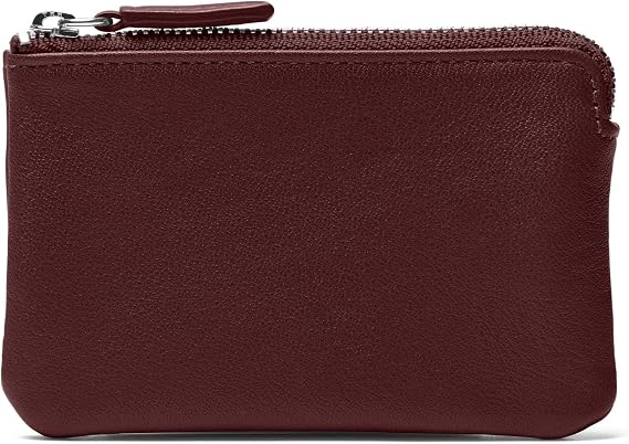 Leatherology Bordeaux Zippered Card Pouch - Wallet with Wristlet Pull - Bordeaux