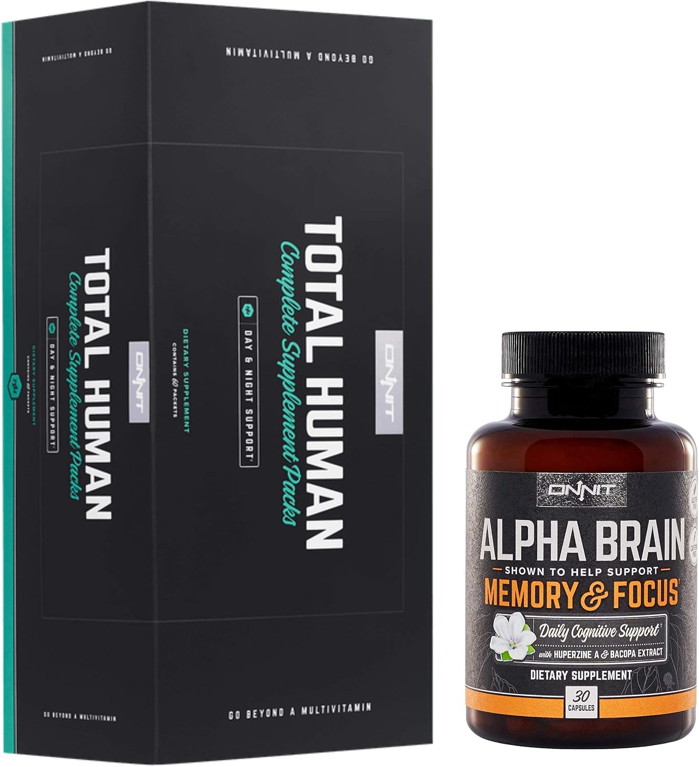 ONNIT Total Human Optimization Stack - Alpha Brain 30ct  Total Human 60ct
