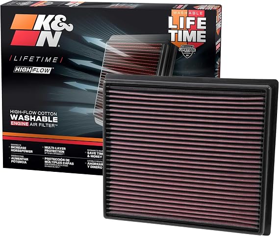 K&N High-Flow Original Lifetime Engine Air Filter: Increase Power: Premium, Washable: Compatible with 2014-2024 TOYOTA: Tacoma, Tundra, Sequoia, 33-5017