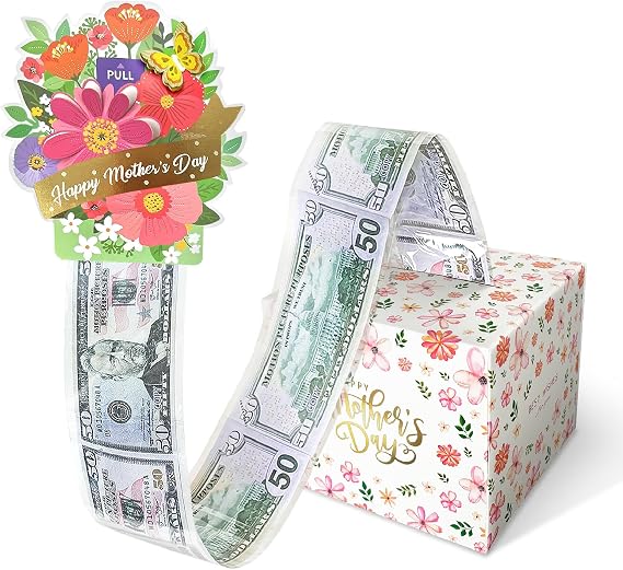 Mothers Day Gifts Money Box for Cash Gift, Surprise Explosion Gift for Mom, DIY Money Holder for Cash with Pull Out Card and Bags