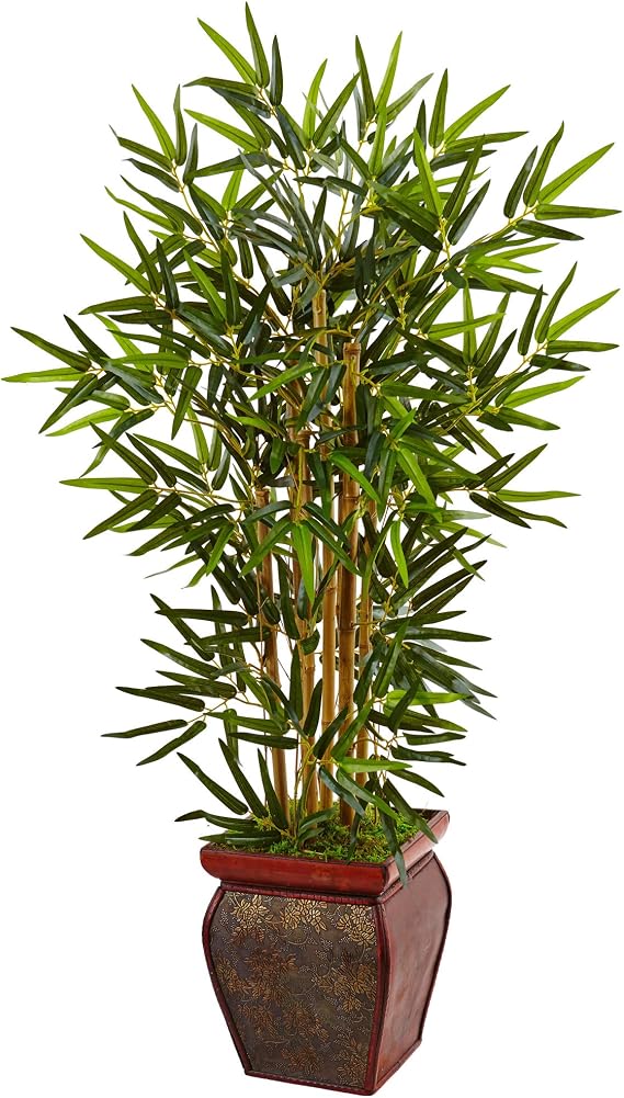 Nearly Natural 3.5ft. Bamboo Artificial Tree in Wooden Decorative Planter