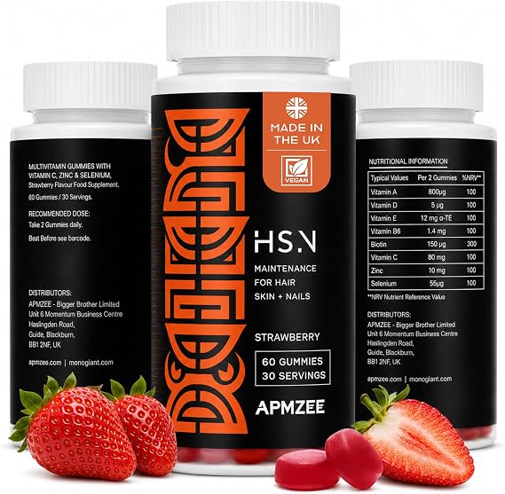 Hair Skin and Nails Gummies with Biotin 150mg |Strawberry Flavour
