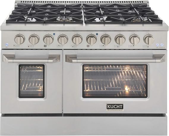 KUCHT Professional 48 in. 6.7 cu. ft. Propane Gas Range Two Ovens - One Convection - in Stainless Steel with True Simmer Burners