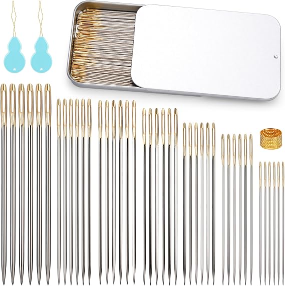 GarfxG 100 PCS Cross Stitch Needles, 7 Different Sizes Hand Sewing Needles
