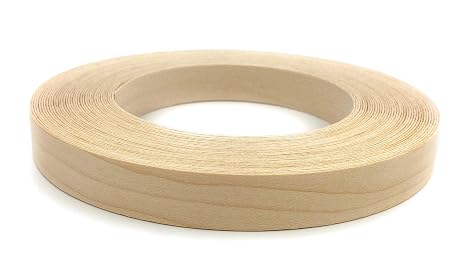 Edge Supply Birch Pre-Finished 13/16 in x 50 ft Roll with a Clear Lacquer UV Finish Pre-Glued Iron On Real Wood Veneer Edging Edge Banding Tape with Hot Melt Adhesive, Ideal for Furniture & DIY.